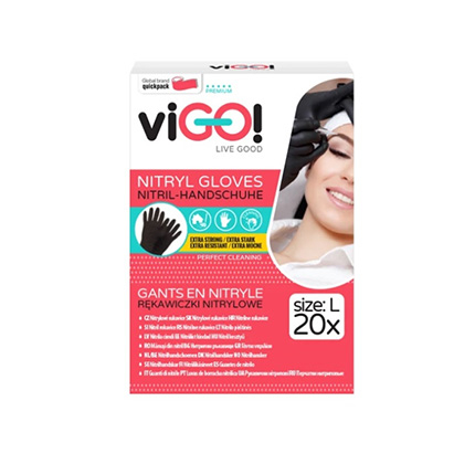 Ръкавици Виго 20бр Премиум нитрилни черни размер L Ръкавици Виго 20бр Премиум нитрилни черни размер L