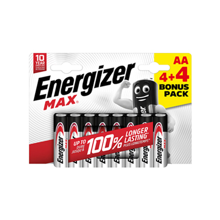 Батерии Енерджайзер макс АА 4+4бр. алкални Батерии Енерджайзер макс АА 4+4бр. алкални