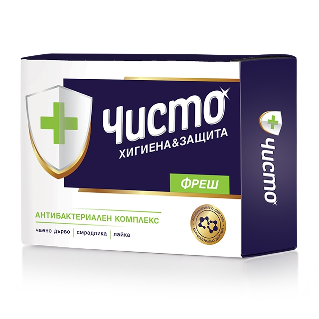 Антибактериален сапун Чисто 90г Фреш