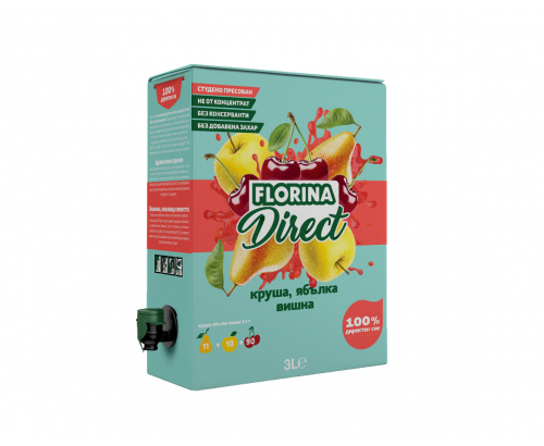 Сок Флорина 3л Директ Круша, Ябълка и Вишна Сок Флорина 3л Директ Круша, Ябълка и Вишна