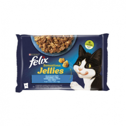 Храна за котки Феликс Сенсейшънс 4х85г Треска и скариди