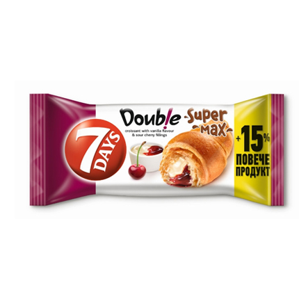 Кроасан 7 Дейс Супер Дабъл 110г Вишна и ванилия Кроасан 7 Дейс Супер Дабъл 110г Вишна и ванилия
