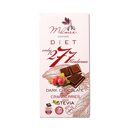 Шоколад Милмекс 277 Без глутен със стевия и червени боровинки 80г Шоколад Милмекс 277 Без глутен със стевия и червени боровинки 80г