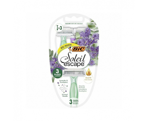 Еднократна самобръсначка Бик Солей Ескейп 3бр с 3 ножчета Лавандула Еднократна самобръсначка Бик Солей Ескейп 3бр с 3 ножчета Лавандула