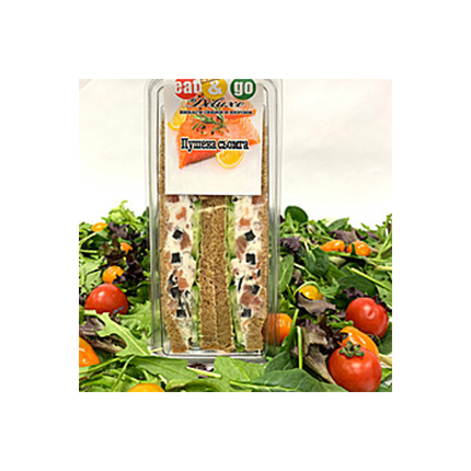 Триъгълен сандвич Ийт енд Го Делукс Пушена сьомга с крема сирене Триъгълен сандвич Ийт енд Го Делукс Пушена сьомга с крема сирене