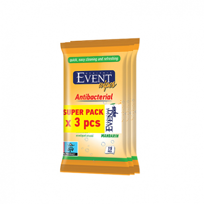 Антибактериални влажни кърпи Евент 3бр Мандарина