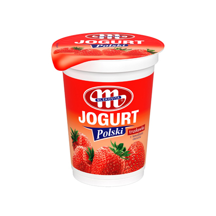 Йогурт Саяна 350мл Ягода с цели парченца Йогурт Саяна 350мл Ягода с цели парченца