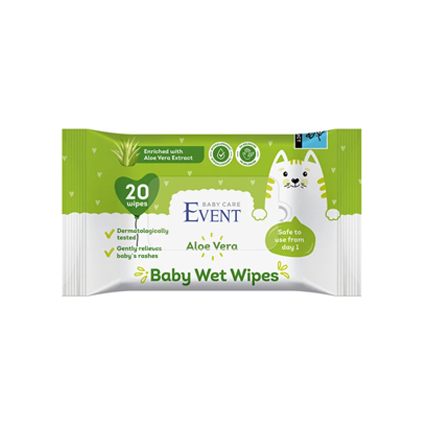 Бебешки влажни кърпи Евент 20бр Алое вера Бебешки влажни кърпи Евент 20бр Алое вера
